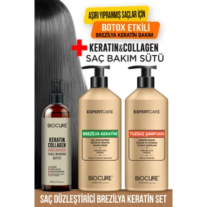 Saç Düzleştirici Keratin Bakım Seti / Brezilya Fönü + Keratin Saç Bakım Sütü