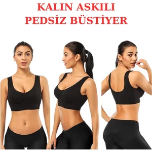 Emba Korse Göğüs Toparlayıcı Kalın Askılı Pedsiz Sütyen Korse Spor Sütyen Büstiyer Yarım Atlet