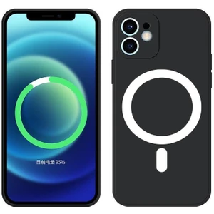 Iphone 12 pro max Magsafe Özellikli Lansman Silikon Telefon Kılıfı SIYAH