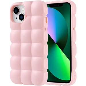 Apple iPhone 13 Uyumlu Parlak Kare Kabartmalı Şişme Silikon Kılıf Kapak
