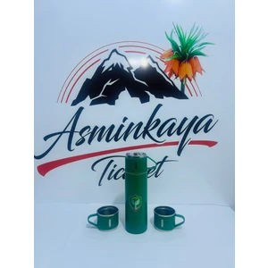 Paslanmaz Çelik 3 Bardaklı Vakumlu Taraftar Termos Set