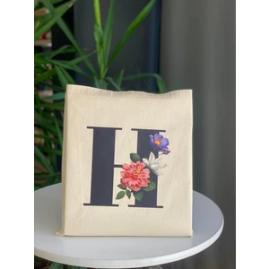 Bez Çanta Dünyası H Harf Baskılı Ham Bez Omuz Çantası