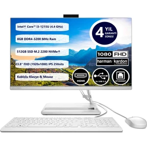 Ideacentre AIO 3 Intel Core i3 1215U 8GB 512GB SSD Freedos 23.8" FHD All In One Bilgisayar F0GH01EETR
