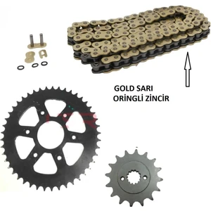 Super Moto  Bajaj Dominar 250 ,D250 Zincir Dişli Seti Oringli Gold Sarı Zincir