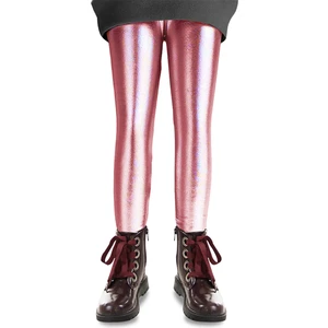 Kız Çocuk Pembe Metalik Parlak Tayt Dar Paça Orta Kalınlık ile Şık Tasarım