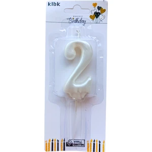 Ngüzel Party 2 Yaş Büyük Boy (7 Cm) 2 Rakam Lüks Pasta Mum Beyaz