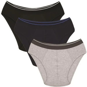 Erkek Pamuk 3lü Siyah Laci Gri Likralı Slip 40117