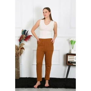 Kadın Pamuk Cepli 3 Iplik Alt Eşofman Kahve 27510