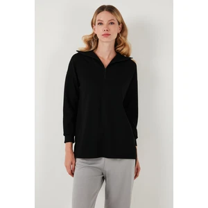 Regular Fit Fermuarlı Yaka Önü Kısa Arkası Uzun Sweat Bayan Sweat 5865876