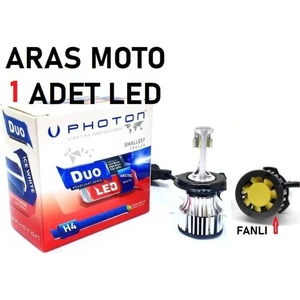 Super Moto Motosiklet H4 Photon Fanlı Xenon LED Ampül 12-24 V (Duo Soğutucu Fanlı Model) 1 Adet_