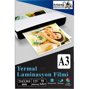 Laminasyon Filmi Parlak A3 50 Li 1 Paket 125 Mikron Laminasyon Kaplama Pvc Kaplama Poşeti 50 Adet