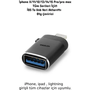 Emre Bilişim Apple iPhone X/11/12/13/14/Pro / Pro Max Tüm Serileri Için Lightning To USB Veri Aktarımı Apple iPad,Apple iPhone Uyumlu (Yüksek Hızlı) Otg Çevirici Dönüştürücü 1 Adet