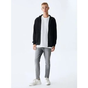 Erkek Kapüşonlu Fermuarlı Siyah Sweatshırt