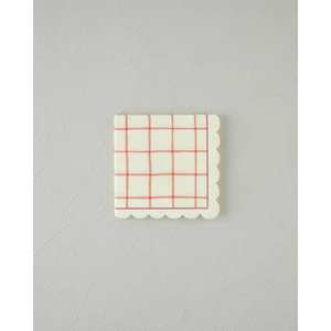 Retro Gingham Kağıt 20'li Kağıt Peçete Krem