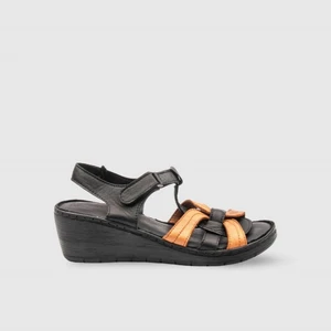 Kadın Comfort Sandalet [051347], Siyah - Taba, 36