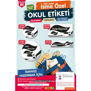 Tuğset Etiket Okul Etiketi Kalem Defter Etiketi Özel Isim Yazılabilen Etiket Seti - Isim Etiketi -T529-OE85