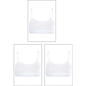 Özkan Underwear 42324 3'lü Paket Kız Çocuk Pamuklu Süprem Esnek Rahat Pedsiz Ince Askılı Alıştırma Sütyeni Yarım Atlet Büstiyer