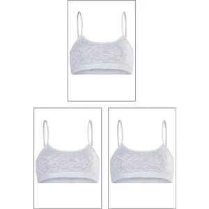 Özkan Underwear Özkan 42324 3'lü Paket Kız Çocuk Pamuklu Süprem Esnek Rahat Pedsiz Ince Askılı Alıştırma Sütyeni Yarım Atlet Büstiyer