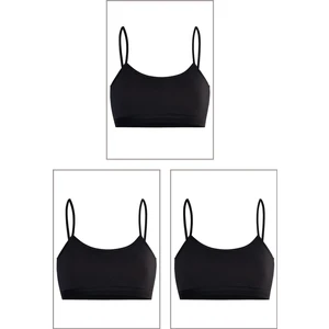 Özkan Underwear 42324 3'lü Paket Kız Çocuk Pamuklu Süprem Esnek Rahat Pedsiz Ince Askılı Alıştırma Sütyeni Yarım Atlet Büstiyer
