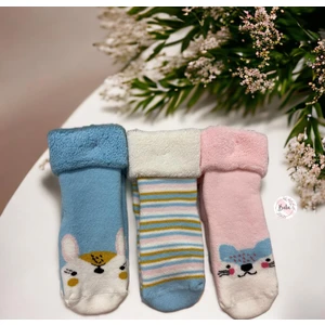 Batu Giyim Kız Bebek ve Çocuk Kaydırmaz Havlu Çorap Seti