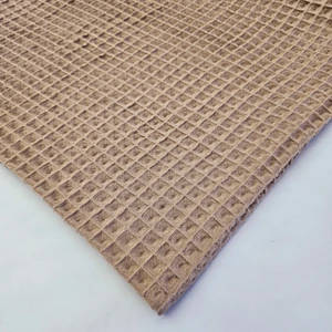 Kaf Kumaş Büyük Kareli Waffle Bornozluk Kumaş |  Pamuk | Bw-04 Kahverengi