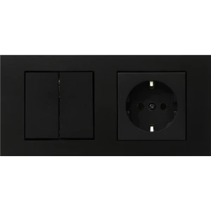 Grano Siyah 2'li Set Komütatör ve Topraklı Priz Set