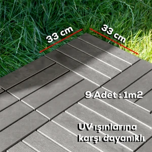 1177 Bahçe Balkon Teras Zemin Paspası Banyo Paspası 9'lu Dış Mekan Yer Karosu Latte
