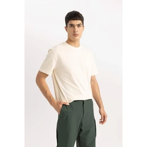 New Regular Fit Bisiklet Yaka Kısa Kollu Tişört Lt.stone