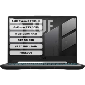 TUF Gaming A15 FA506NC-HN006 AMD Ryzen 5 7535HS 8GB 512GB SSD RTX3050 Freedos 15.6" FHD Taşınabilir Bilgisayar
