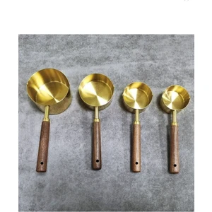 Gold Ölçü Kaşığı Seti 4lü Ahşap Saplı Ölçü Kabı