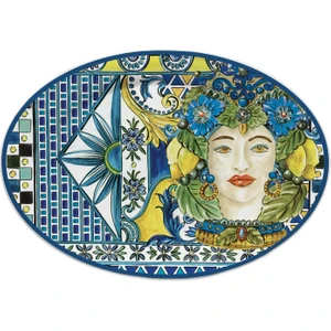 Baci Milano Sicily Melamin Oval Servis Tabağı 51 cm x 35,5 cm Mavi