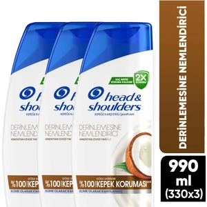 Head & Shoulders Derin Nemlendirici Kepek Hindistan Cevizi Yağlı Günlük Kullanım Şampuan 330 ml x 3 Adet