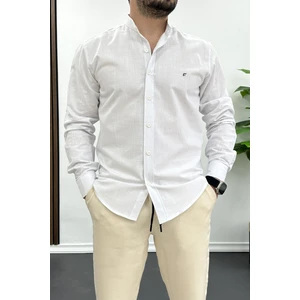 Erkek Hakim Yaka Pamuklu Uzun Kollu Gömlek Beyaz EDW174