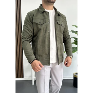 Erkek Slim Fit Cepli Nubuk Ceket Yeşil Edw081