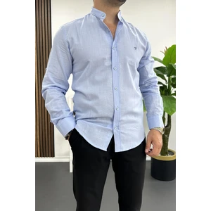 Erkek Hakim Yaka Pamuklu Uzun Kollu Gömlek Açık Mavi Edw174