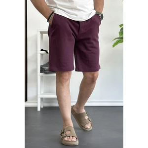 Erkek Likralı Regular Fit Şort Bordo EDW163