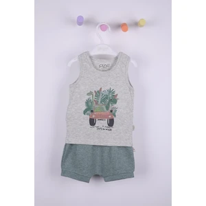 Pino Baby Dinazor Baskı Erkek Bebek Şortlu Takım