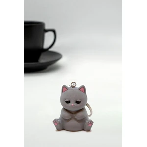 Oturan Kedi 3D Hareketsiz Anahtarlık