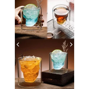 100 ml Viski Kokteyl Bardağı Kuru Kafa Model Espresso Bardağı Tasarımlı Kristal Cam Bardak