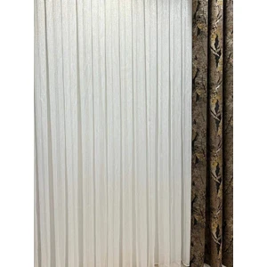 Nivemes Home Nivemeshome Gümüş Çizgili 1/3 Sık Pileli Tül Perde Apm
