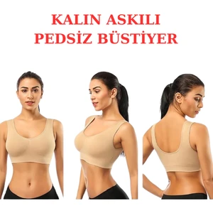 Emba Korse Göğüs Toparlayıcı Kalın Askılı Pedsiz Sütyen Korse Spor Sütyen Büstiyer Yarım Atlet