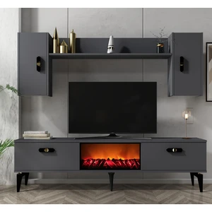 Demonte Decor Plus Şömineli Tv Ünitesi Takımı Antrasit-Antrasit