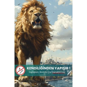 Istanbul'da Aslan Duvar Posteri, Premium Baskı Poster, Galatasaray Poster, Taraftar Posterleri