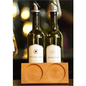 2 Adet Amber 750ML Yağlık Yağdanlık Damlatmaz Sızdırmaz Sosluk Sirkelik 1 Adet Ahşap Stand