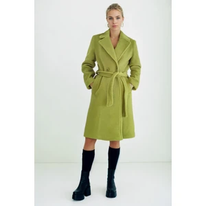 Beli Kuşaklı Düğmeli Uzun Kaban