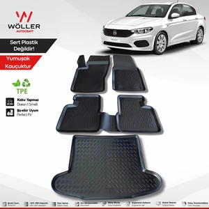 Fiat Egea Paspas Bagaj Havuzu Set Sedan 2015 2025 Arası 3D Wöller Ultraflex Set