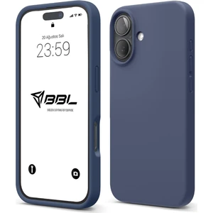 iPhone 16 Plus Kılıf Ince Sıvı Silikon 3 Katmanlı Tam Kaplamalı Yumuşak Jel Kauçuk Kılıf Kapak Lacivert