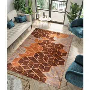 Renkli Butik Kadife Dokulu, Lastikli, Süngerli, Kaymaz, Yıkanabilir Modern Desenlerde Halı Örtüsü - 4 M2