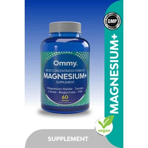 Magnesium 60 Tablet Magnezyum (Malat Glisinat Taurat Sitrat) Vitamin B6 D3 K2 Ve Selenyum
