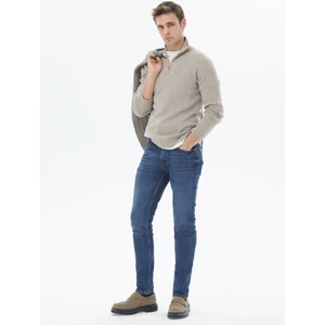 Lacivert Slim Fit Denim Pamuk Karışımlı Pantolon